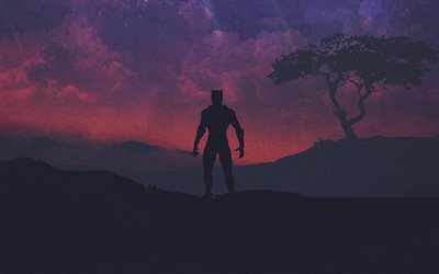 Black Panther, nighscape, 2018 movie, superheroes, poster