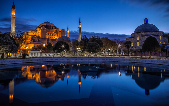 Ayasofya, bagno turco punti di riferimento, moschea imperiale, la Basilica di santa Sofia, Istanbul, Turchia