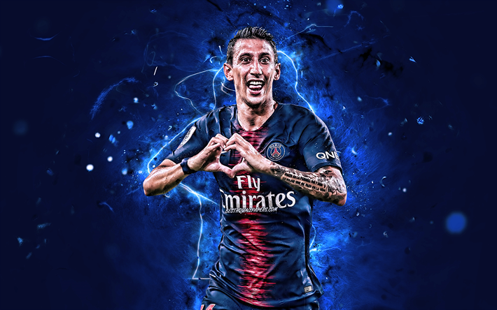 Download wallpapers Angel Di Maria goal abstract art PSG FC Ligue 1  Paris SaintGermain Di Maria Argentine footballers neon lights soccer  creative for desktop with resolution 2880x1800 High Quality HD pictures  wallpapers