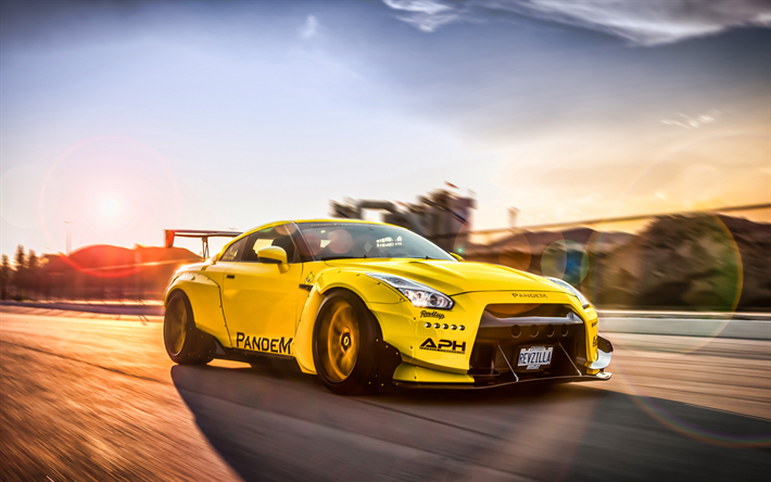Download Wallpapers Pandem Nissan Gt R Tuning 4k Rocket Bunny 2019 Cars R35 Supercars Yellow Nissan Gt R Japanese Cars Nissan For Desktop Free Pictures For Desktop Free
