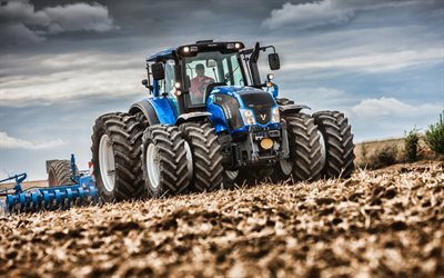 Valtra T213, 4k, arar el campo, 2019 tractores Valtra T-series, maquinaria agr&#237;cola, HDR, la agricultura, el azul del tractor, la cosecha, el tractor en el campo, Valtra