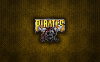 Pittsburgh Pirates, Amerikkalainen baseball club, keltainen metalli tekstuuri, metalli-logo, tunnus, MLB, Pittsburgh, Pennsylvania, USA, Major League Baseball, creative art, baseball