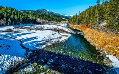 Trinity River, kev&#228;t maisema, spring mountain maisema vuori joen, California, USA, Trinity Alps