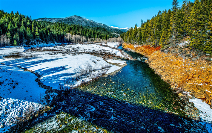 Lataa kuva Trinity River, kevät maisema, spring mountain maisema vuori  joen, California, USA, Trinity Alps ilmaiseksi. Kuvat ilmainen työpöydän  taustakuvaksi