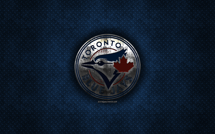 Toronto Blue Jays, Kanadensiska baseball club, bl&#229; metall textur, metall-logotyp, emblem, MLB, Toronto, Kanada, USA, Major League Baseball, kreativ konst, baseball