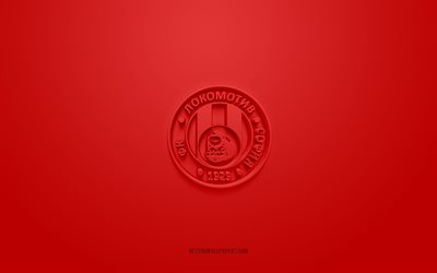 FC Lokomotiv 1929 Sofia, creative 3D logo, red background, Bulgarian First League, 3d emblem, Bulgarian football team, Bulgaria, 3d art, Parva liga, football, FC Lokomotiv 1929 Sofia 3d logo