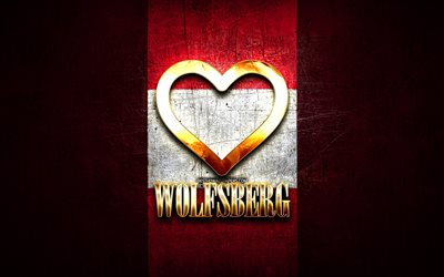 amo wolfsberg, ciudades austriacas, inscripci&#243;n dorada, d&#237;a de wolfsberg, austria, coraz&#243;n dorado, wolfsberg con bandera, wolfsberg, ciudades de austria, ciudades favoritas, love wolfsberg