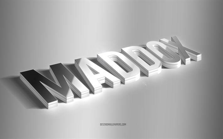 maddox, arte 3d prata, fundo cinza, pap&#233;is de parede com nomes, nome maddox, cart&#227;o maddox, arte 3d, imagem com nome maddox