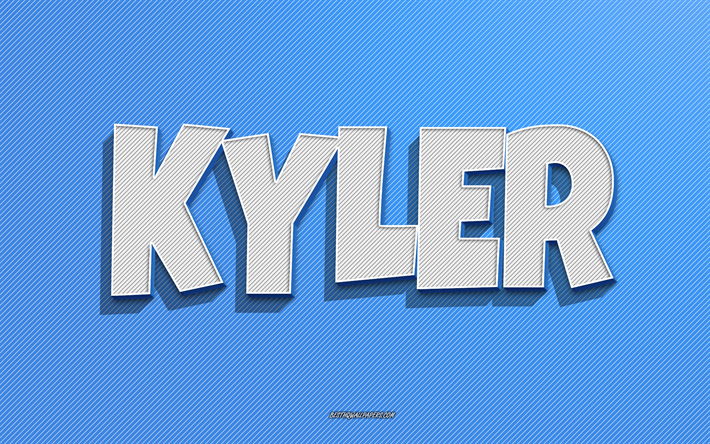 kyler, sfondo di linee blu, sfondi con nomi, nome kyler, nomi maschili, biglietto di auguri kyler, grafica al tratto, foto con nome kyler
