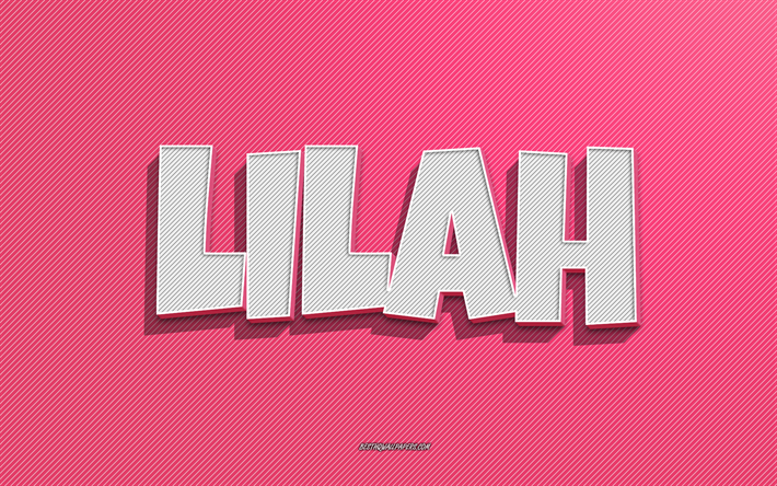 Lilah, pink lines background, wallpapers with names, Lilah name, female names, Lilah greeting card, line art, picture with Lilah name