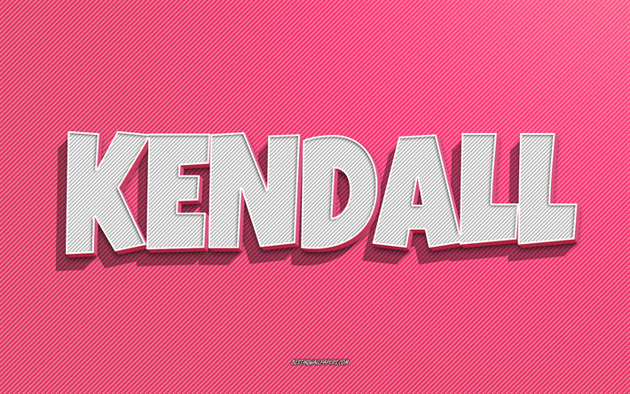 Kendall, pink lines background, wallpapers with names, Kendall name, female names, Kendall greeting card, line art, picture with Kendall name