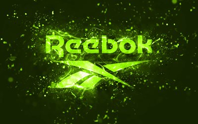 Reebok lime logo, 4k, lime neon lights, creative, lime abstract background, Reebok logo, brands, Reebok