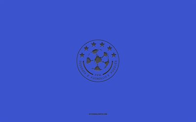 Kosovo national football team, blue background, football team, emblem, UEFA, Kosovo, football, Kosovo national football team logo, Europe
