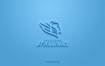 Salt Lake Stallions, creative 3D logo, blue background, AAF, 3d emblem, Alliance of American Football, American football club, USA, 3d art, American football, Salt Lake Stallions 3d logo