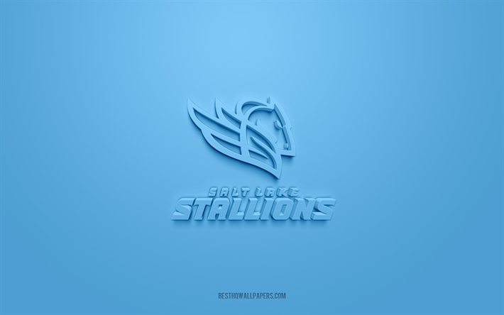 salt lake stallions, logo 3d creativo, sfondo blu, aaf, emblema 3d, alliance of american football, american football club, usa, arte 3d, football americano, logo 3d salt lake stallions