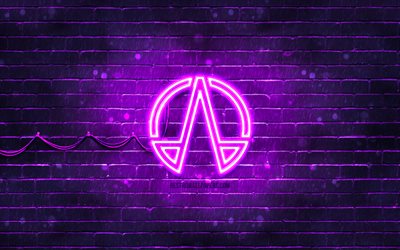 the expanse violet logotyp, 4k, violett brickwall, the expanse logotyp, tv-serier, the expanse neon logotyp, the expanse