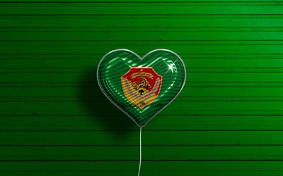 I Love East Nusa Tenggara, 4k, realistic balloons, green wooden background, Day of East Nusa Tenggara, indonesian provinces, flag of East Nusa Tenggara, Indonesia, balloon with flag, Provinces of Indonesia, East Nusa Tenggara flag