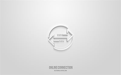 Online Connection 3d icon, white background, 3d symbols, Online Connection, technology icons, 3d icons, Online Connection sign, technology 3d icons