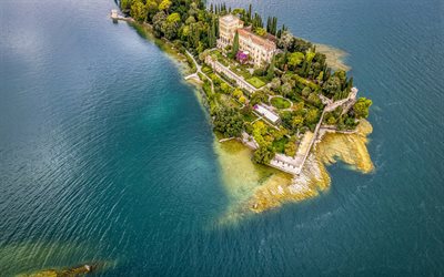 Lake Garda, Isola del Garda, Isola Borghese, beautiful lake, Alps, Villa Borghese, Italy