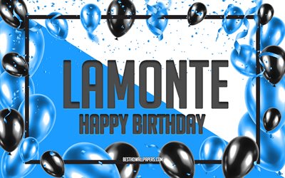 mutlu yıllar lamonte, doğum günü balonları arka plan, lamonte, isimlerle duvar kağıtları, lamonte mutlu yıllar, mavi balonlar doğum günü arka plan, lamonte doğum günü