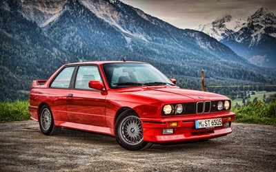 BMW M3, 4k, E30, 1989 cars, retro cars, HDR, red M3 E30, 1989 BMW M3, german cars, BMW