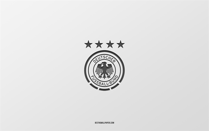 Germany national football team, white background, football team, emblem, UEFA, Germany, football, Germany national football team logo, Europe