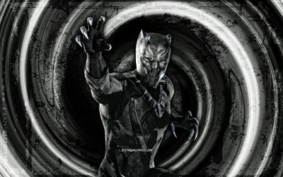 4k, black panther, svart grungebakgrund, superhjältar, marvel comics, vortex, black panther 4k