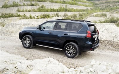 Toyota, Land Cruiser Prado, 2018, rear view, new black Prado, exterior, Japanese cars