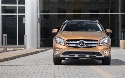 Mercedes-Benz GLA-class, 2018, 4MATIC, GLA250, vista frontale, crossover compatto, esteriore, nuovo marrone GLA, Mercedes