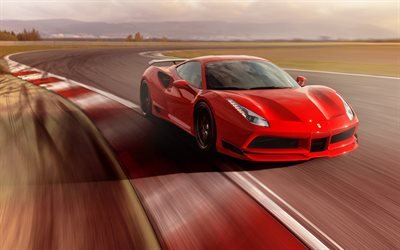 Novitec Ferrari 488 GTB N-Largo, raceway, supercars, 2018 cars, red ferrari, sportscars, Ferrari 488 GTB, italian cars, Ferrari