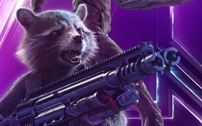 Rocket Raccoon, 4k, 2018 film, superhj&#228;ltar, Avengers Infinity Krig