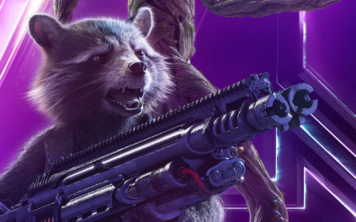 rocket raccoon, 4k, 2018-film, superhelden, avengers-infinity-krieg