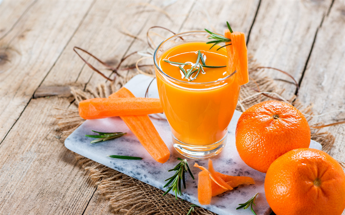 cenoura smoothies, alimentos saud&#225;veis, bebidas vegetais, tangerinas, cenouras, laranja smoothies