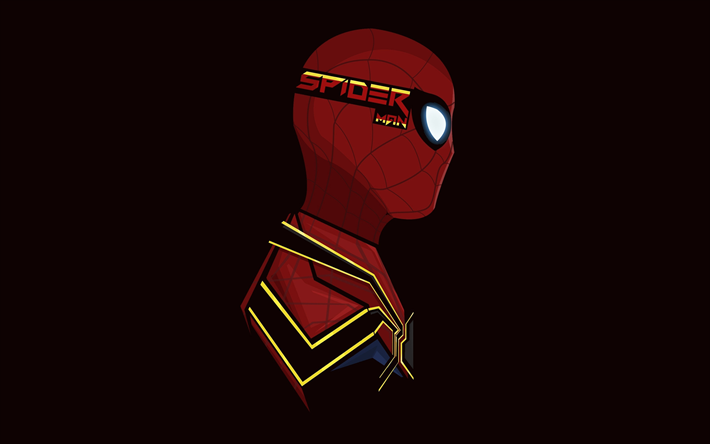 4k, Spiderman, minimal, superheroes, maroon background, DC Comics