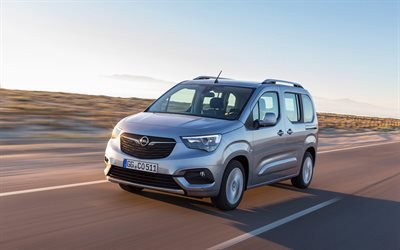 4k, Opel Combo Vida, desenfoque de movimiento, 2018 coches, minivans, por carretera, el nuevo Opel Combo Opel