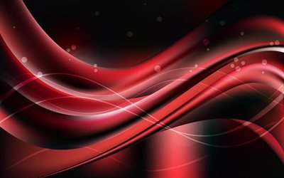 röda vågor, abstrakta vågor, kurvor, kreativa, röd bakgrund, konst