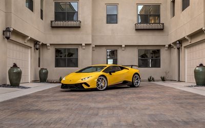 Lamborghini Huracan, 2018, sport coup&#233;, auto da corsa, supercar, auto sportive italiane, Giallo Huracan Lamborghini