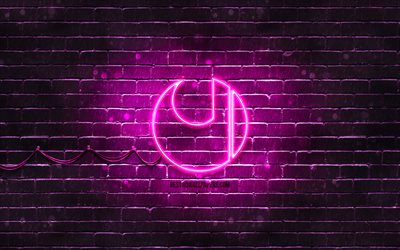 Uhlsport purple logo, 4k, purple brickwall, Uhlsport logo, brands, Uhlsport neon logo, Uhlsport