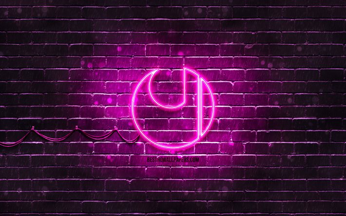 Uhlsport violetti logo, 4k, violetti tiilisein&#228;, Uhlsport logo, tuotemerkit, Uhlsport neon logo, Uhlsport
