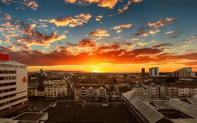 Leverkusen, 4k, sunset, skyline cityscapes, summer, german cities, Europe, Germany, Cities of Germany, Leverkusen Germany, cityscapes