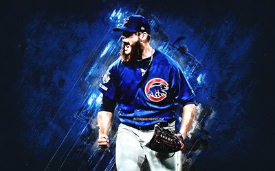 Craig Kimbrel, Chicago Cubs, MLB, american baseball player, blue stone background, baseball, Major League Baseball