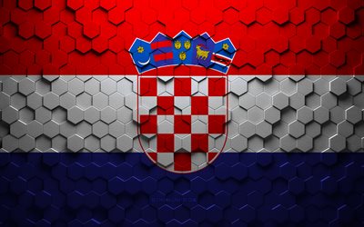 Kroatiens flagga, bikakekonst, Kroatiens hexagonsflagga, Kroatien, 3d-hexagons konst