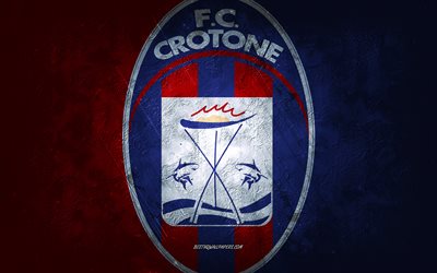 FC Crotone, time de futebol italiano, fundo vermelho azul, logotipo do FC Crotone, arte do grunge, Serie A, futebol, It&#225;lia, emblema do FC Crotone