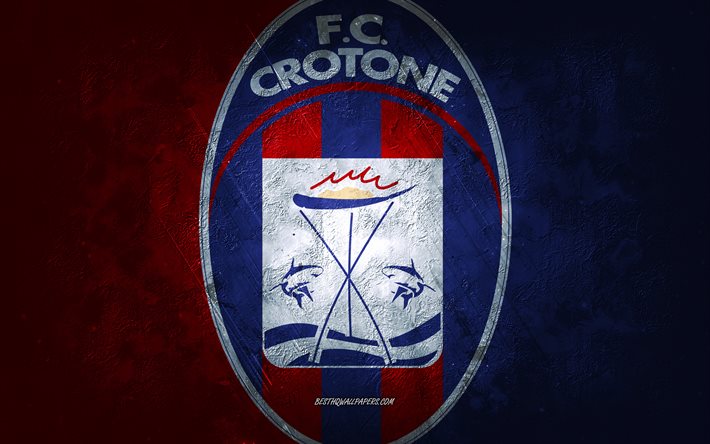 FC Crotone, italialainen jalkapallojoukkue, punainen sininen tausta, FC Crotone-logo, grunge-taide, Serie A, jalkapallo, Italia, FC Crotonen tunnus