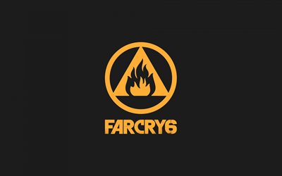 Far Cry 6, 2021, promoção, pôster, logotipo do Far Cry 6, plano de fundo cinza, Far Cry, novos jogos