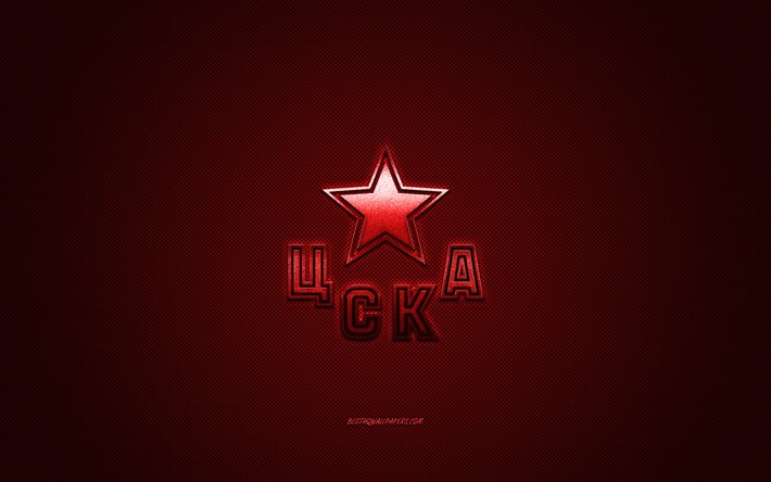 cska moskau, russischer hockeyclub, kontinental hockey league, rotes logo, roter kohlefaserhintergrund, eishockey, khl, moskau, russland, cska moskau-logo