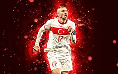 Burak Yilmaz, 4k, Turkey National Team, soccer, footballers, red neon lights, Turkish football team, Burak Yilmaz 4K