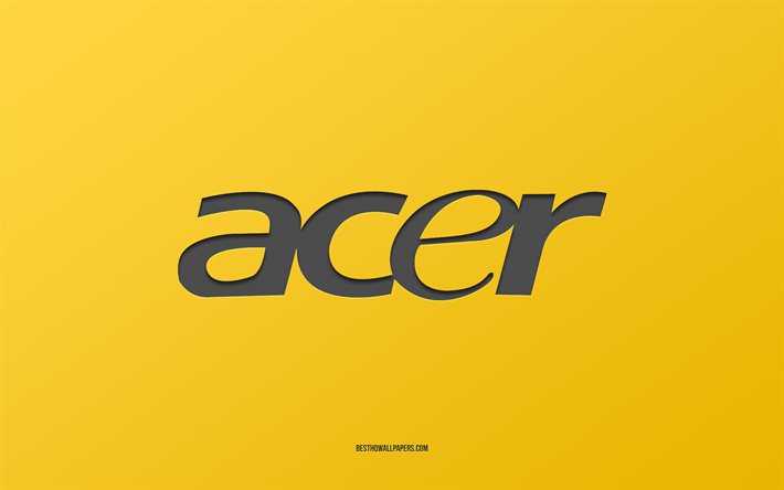 Acer logo, yellow background, Acer carbon logo, yellow paper texture, Acer emblem, Acer