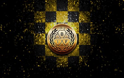 Brynas IF, glitter logo, SHL, yellow black checkered background, hockey, swedish hockey team, Brynas IF logo, mosaic art, swedish hockey league