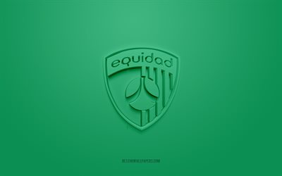 Club Deportivo La Equidad, creative 3D logo, green background, 3d emblem, Colombian football club, Categoria Primera A, Bogota, Colombia, 3d art, football, Club Deportivo La Equidad 3d logo, La Equidad logo